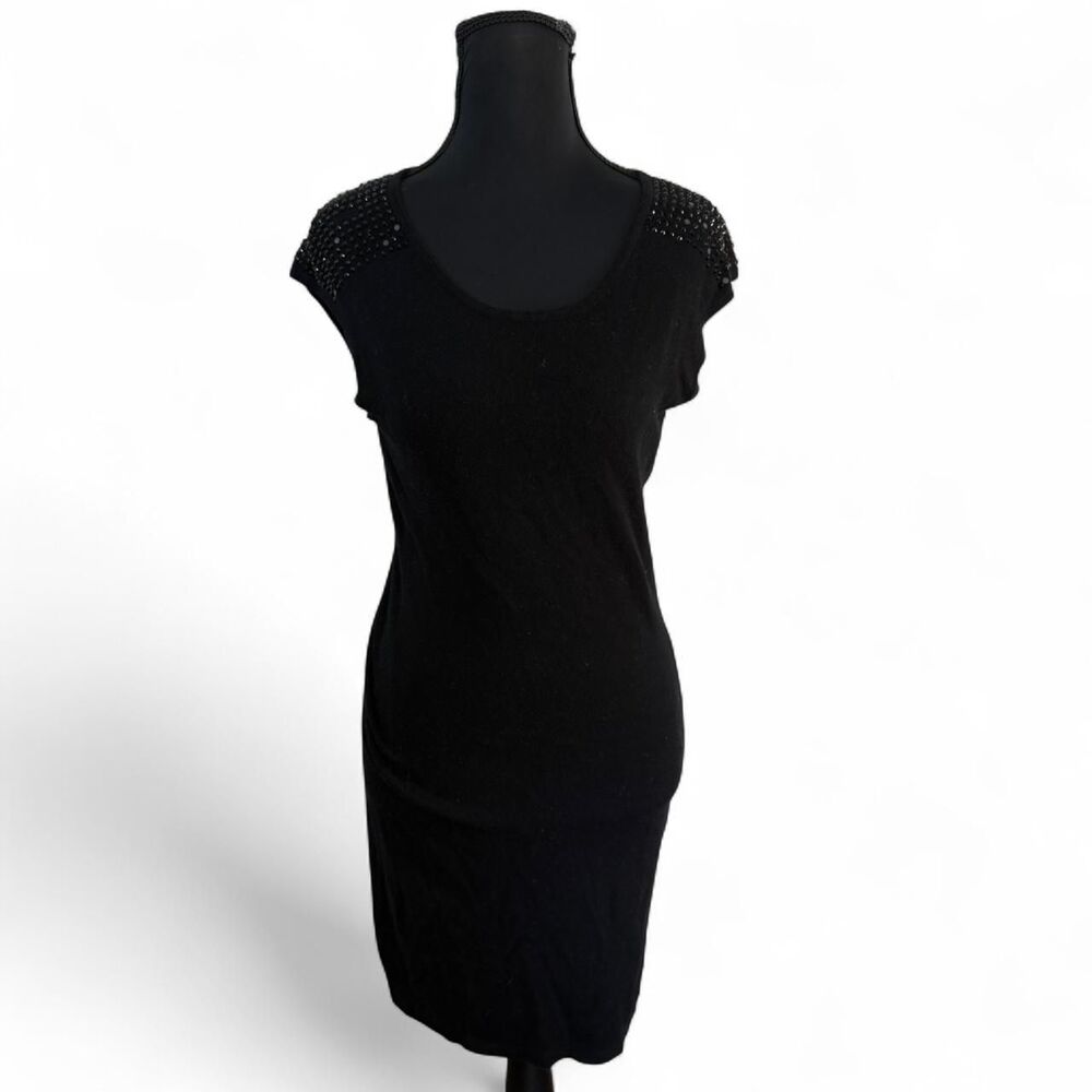 Express Black Rhinestone Shoulder Sweater Dress NYE - Size M